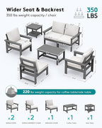 SERWALL HDPE Patio Furniture Set, 7-piece Outdoor Sectional Sofa Set, All - Image 2