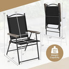 Giantex Set of 2 Patio Folding Chairs, Outdoor Patio Dining Chairs w/Armrest - Image 3