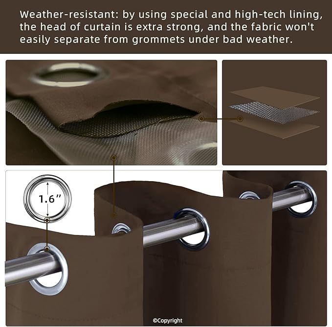 Water Proof Outside Curtains W52 x L72 - Image 3