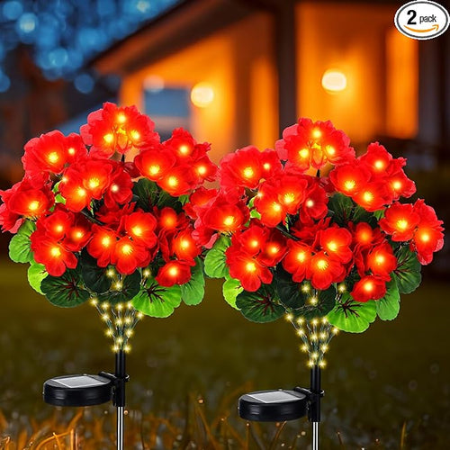2 Pcs Solar Geraniums Lights Outdoor Waterproof by Huquary