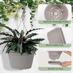 VIDELLY 4 Pcs Hanging Planters, Light Gray - Image 3