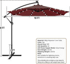 Yaheetech 10FT Solar Offset Umbrella - Image 3
