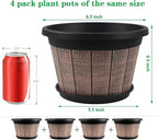Quarut 4 Pack 8 inch Plant Pot, Upgrade Whiskey Barrel Planters - Image 2