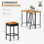 Devoko Patio Bar Set 5 Pieces Acacia Wood Patio High Top Bar Table and Stools - Image 7