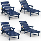 Patio Chaise Lounge Chair Set of 4, Oversized Lounge Chair Outdoor by THOEOE