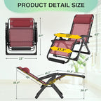 Suteck Oversized Zero Gravity Chair, 33In XXL Outdoor Recliner Chair - Image 2