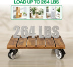 Idzo 2-Pack 12 Inch Acacia Wood Rolling Square Plant Caddy - Image 4