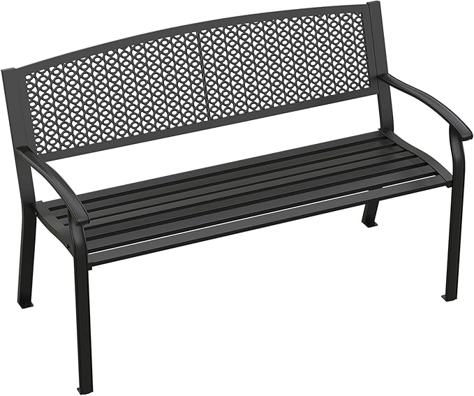 50.4" Garden Bench, Metal Outdoor Bench - Image 3