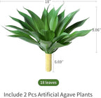 Ivydale Fake Plants 18 Inch Agave Artificial Plants Outdoor 2 PCS - Image 2