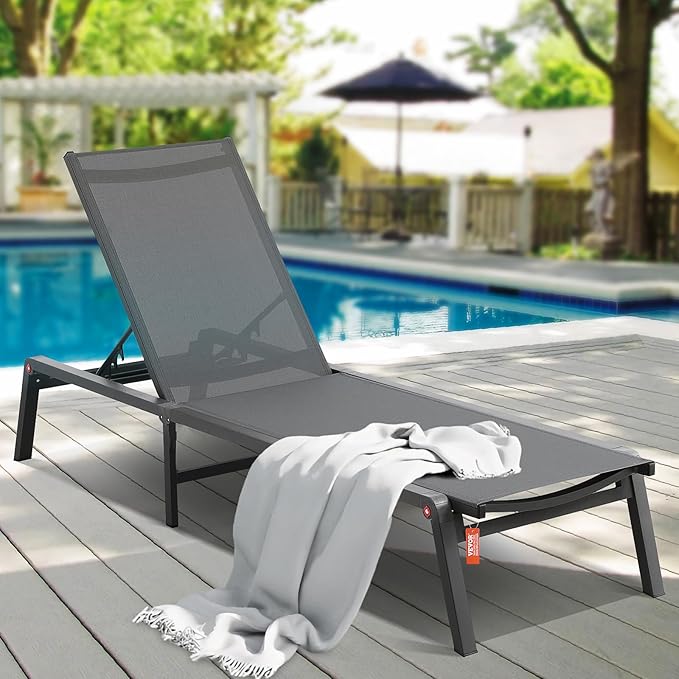 VEVOR Chaise Lounge Chair Outdoor, Aluminum Patio Lounge Chairs - Image 2