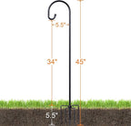 Ottsuls Bird Feeder Pole, 45 INCH Heavy Duty Shepherds Hooks - Image 5