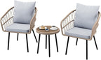 DWVO 3 Piece Patio Bistro Set, Patio Furniture Set Outdoor Wicker Bistro Rattan - Image 8