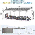 AECOJOY 20' x 10' White Gazebo Outdoor Pergola - Image 7