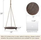 Dahey Hanging Plant Shelf Round Wood Rope Hanging Floating Shelf Vintage Home - Image 3