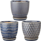 Oairse 4 inches Ceramic Planter Pots 3 Set of Small Round Flower Pots by Oairse