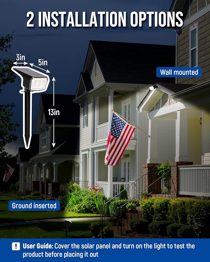 Solar Spot Lights Outdoor 63 LED 3 Lighting, Waterproof IP65 Modes Spotlights - Image 3
