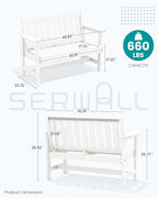 SERWALL Outdoor Bench, HDPE Outdoor Benches Weatherproof, 2-Person Garden Bench - Image 3