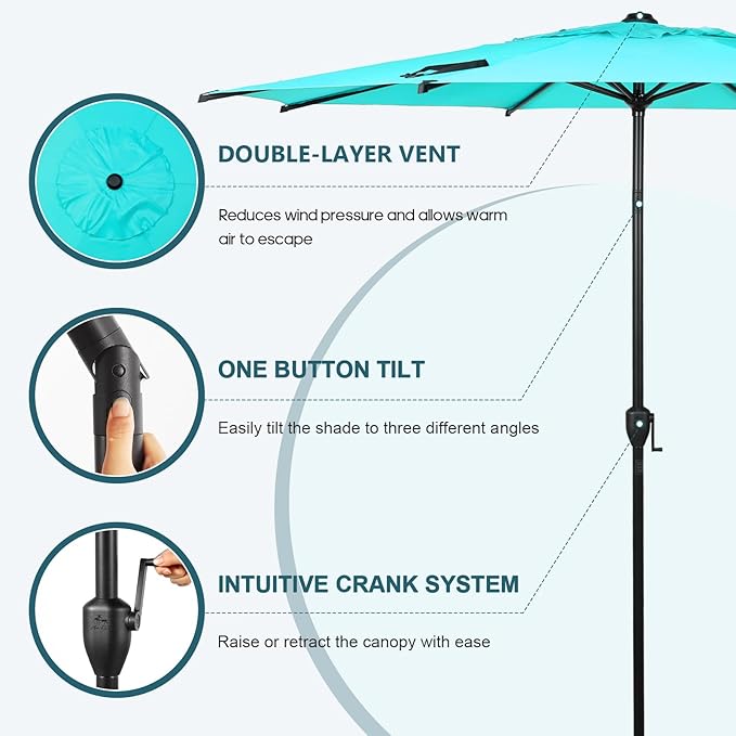 Abba Patio 9FT Lyon Outdoor Patio Umbrella Outdoor Table Umbrella - Image 4