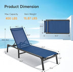 Aluminum Chaise Lounge Chair Outdoor, Foldable & Assembly Free Outdoor Lounge - Image 3