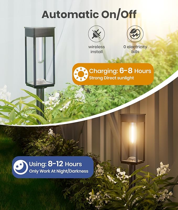 Solar Pathway Lights Outdoor, 2 Pack Bright Solar Lights Outdoor, IP65 - Image 7