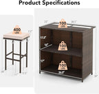 Tangkula 3 Piece Patio Bar Set, Outdoor Rattan Bar Table and 2 Stools - Image 8