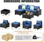 5 Pieces Patio Furniture Set All-Weather Outdoor Wicker Sectional Conversation - Image 3