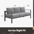 Solaste Outdoor Couch Aluminum Patio Furniture Sofa, 3-Seat All-Weather Metal - Image 5