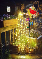 Solar Watering Can with Lights Outdoor Garden, 41in Large Red Cardinal Garden - Image 9