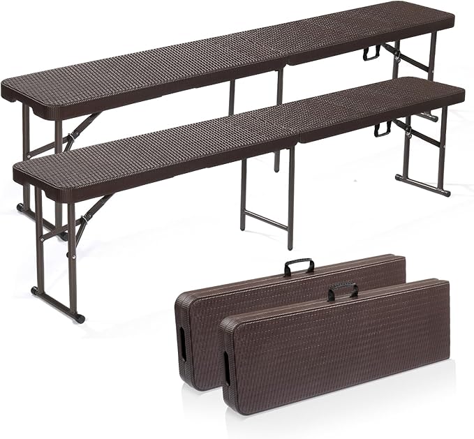 VINGLI 6 feet Plastic Folding Bench, Portable in/Outdoor Picnic Party Camping by VINGLI