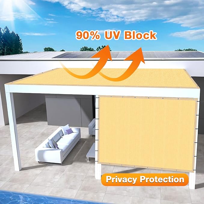 Artpuch Outdoor Pergola Shade Cover 10x22 FT Sun Shade Cloth - Image 3
