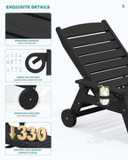 SERWALL Patio Chaise Lounge Chair Set of 6, 5 Positions Adjustable Poly Outdoor - Image 4