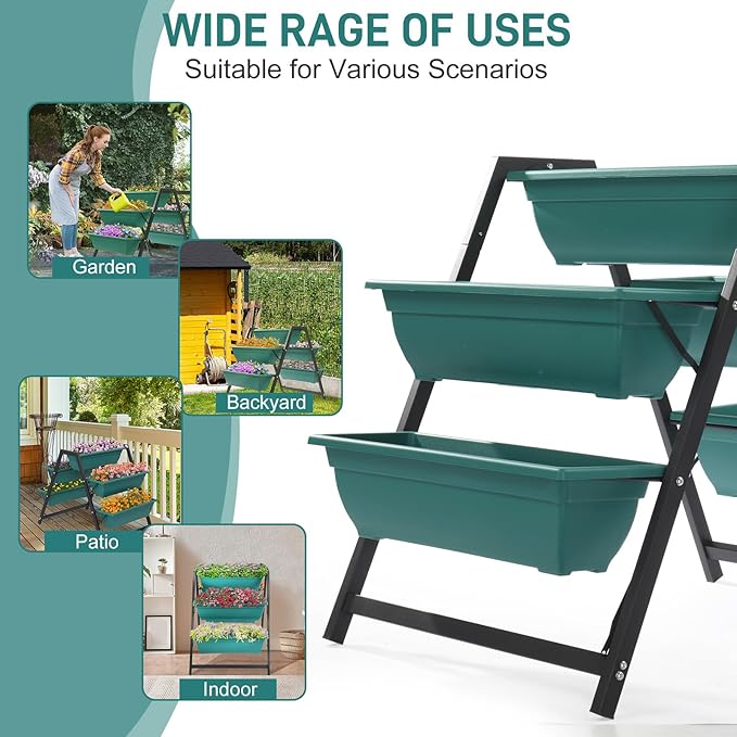 Outvita Green Raised Garden Planter Bed, Tiered Planter Stand - Image 7