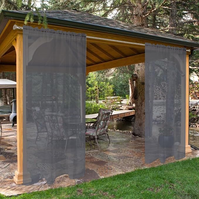 SpaceDresser Waterproof Outdoor Sheer Curtains by SpaceDresser
