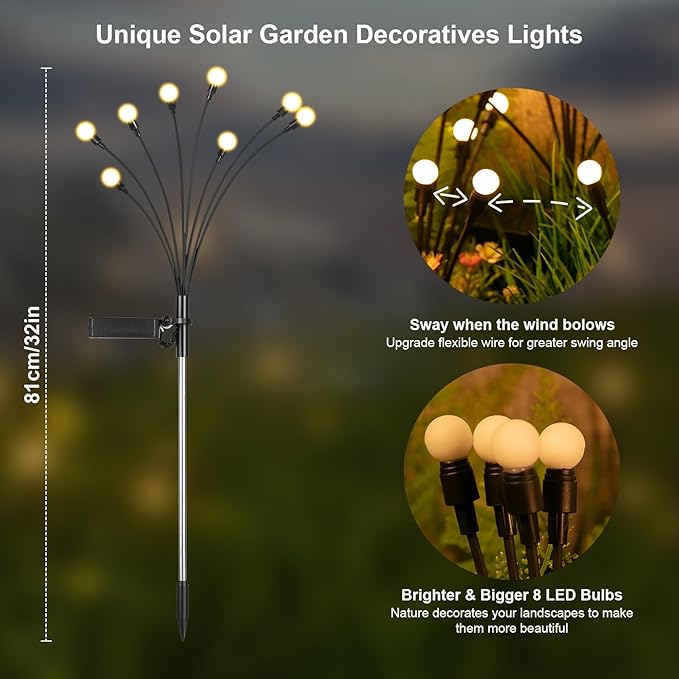 ASMAD Solar Lights Outdoor, Solar Garden Lights, Outdoor Decorations, Firefly - Image 3