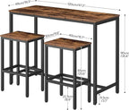 HOOBRO Bar Table and Chairs Set, 47.2” Rectangular Pub Table - Image 4