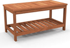 Tangkula Wood Outdoor Coffee Table, 2-Tier Patio Coffee Table by TANGKULA