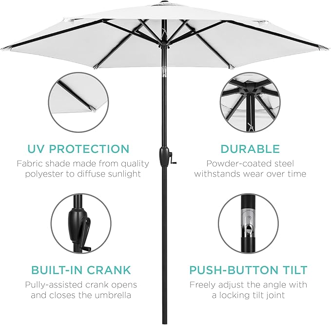 Best Choice Products 7.5ft Heavy-Duty Round Outdoor Market Table Patio Umbrella - Image 5