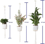 3 Pack Macrame Plant Hanger Indoor, 35 41 47 Inch Handmade Boho Hanging Planter - Image 2