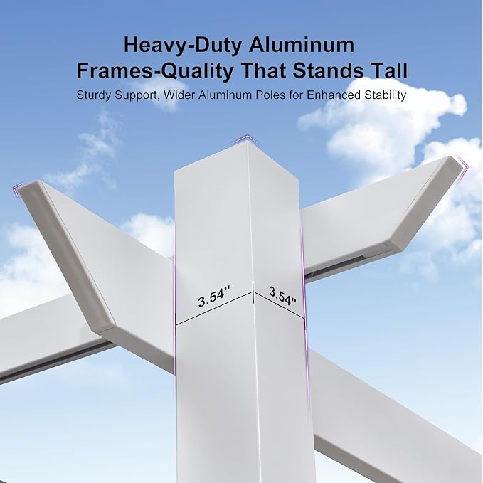PURPLE LEAF 10' x 13' Aluminum Outdoor Pergola White Modern Grape Trellis - Image 7