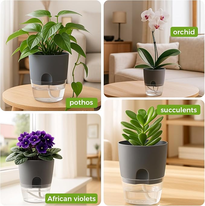 12 Pack Self Watering Pots for Indoor Plants, PlanterHoma 3.2 Inch Plant Pot - Image 9