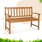 Tangkula Outdoor Acacia Wood Bench, 2-Person Garden Bench - Image 3