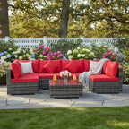 Tangkula 7 Pieces Wicker Patio Furniture Set, All-Weather Outdoor Rattan by TANGKULA