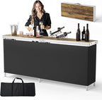 VINGLI 78" Portable Bar Table, 2-Tier Shelves, Mobile Bar Table by VINGLI