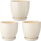 Oairse 4 inches Ceramic Planter Pots 3 Set of Small Round Flower Pots by Oairse