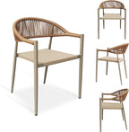 4 Pcs Stackable Patio Dining Chairs, Aluminum Rattan Outdoor Dining Chair by Erotr