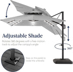 Best Choice Products 9x12ft LED Cantilever Patio Umbrella w/Base Included & - Image 5