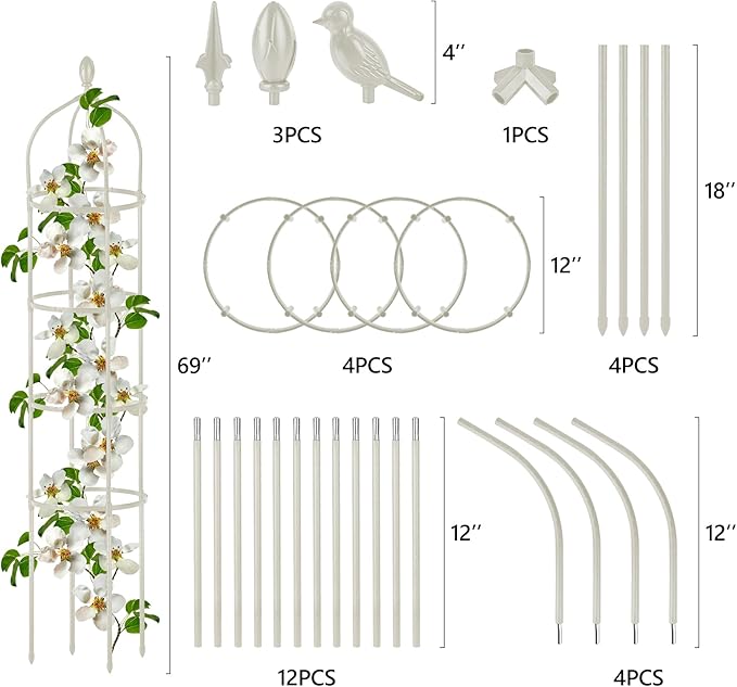 Garden Obelisk Trellis for Climbing Plants Outdoor 6 Ft Rose Bush Round Trellis - Image 6
