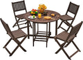 Devoko 5 PCS Patio Furniture, Patio Dining Set Acacia Wood Outdoor Table and by DEVOKO