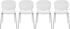 2xhome Set of 4 Patio Dining Chairs | Modern Stackable Outdoor Pool Side Chair by 2xhome