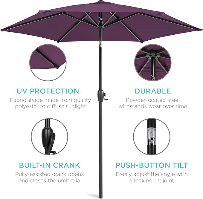 Best Choice Products 7.5ft Heavy-Duty Round Outdoor Market Table Patio Umbrella - Image 5